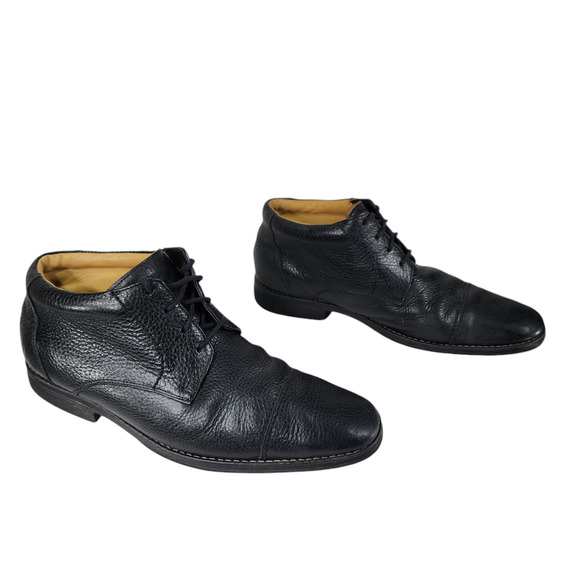Sandro Moscoloni Ankle Boots 11D Mens Black Soft Pebbled Leather Gel Insole - Picture 1 of 12